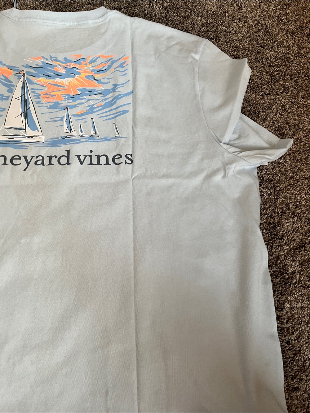 Vineyard Vines light blue Tee with Sailboat Sunset Graphic! New. XXL! - Picture 4 of 8